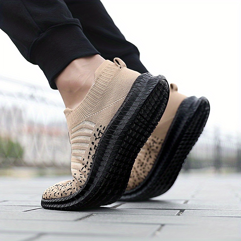 mens knit breathable lightweight slip on casual shoes outdoor non slip soft sole sneakers spring and summer details 12