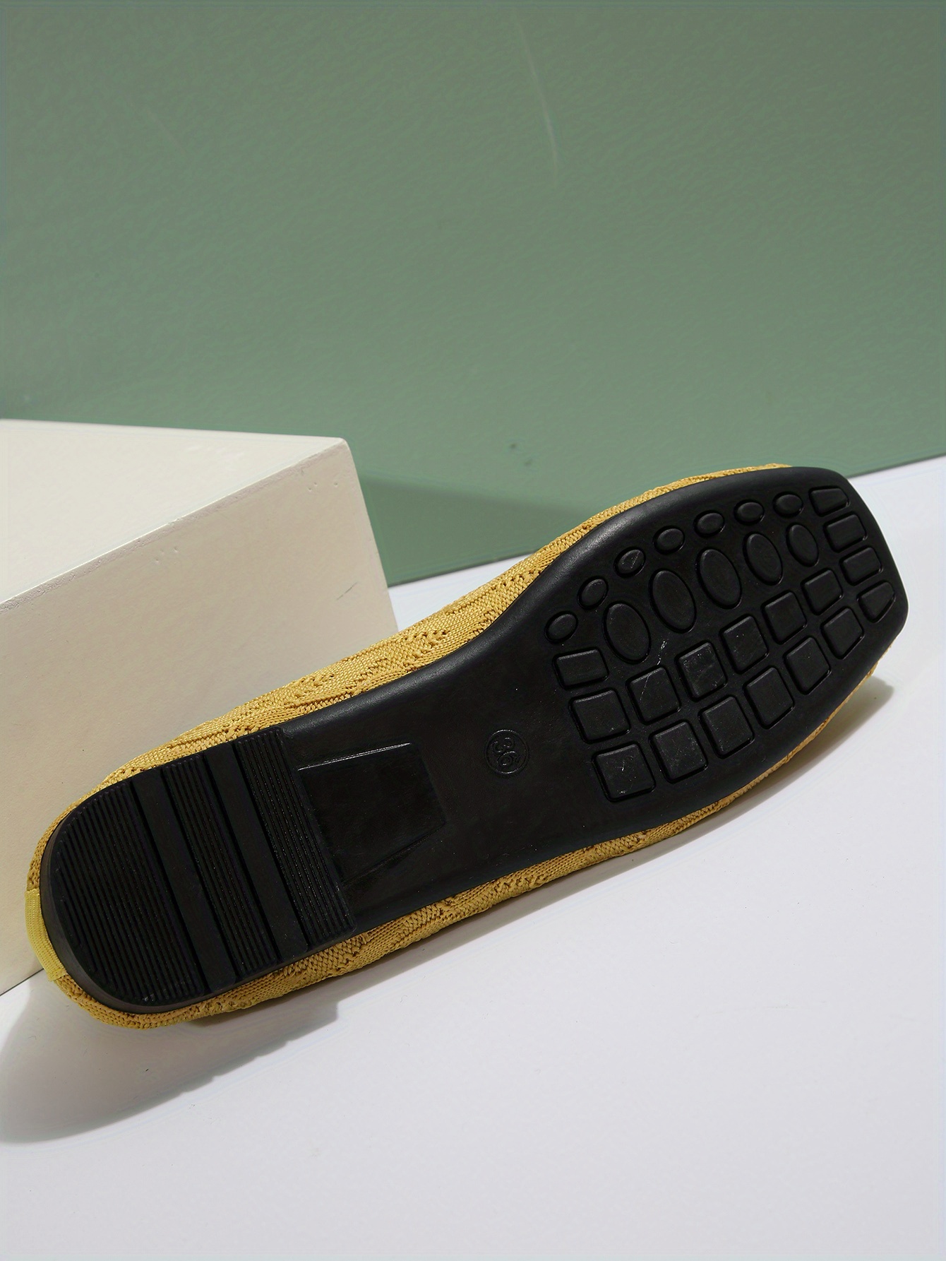 womens solid color mesh sneakers breathable knit square toe shoes lightweight walking shoes details 8